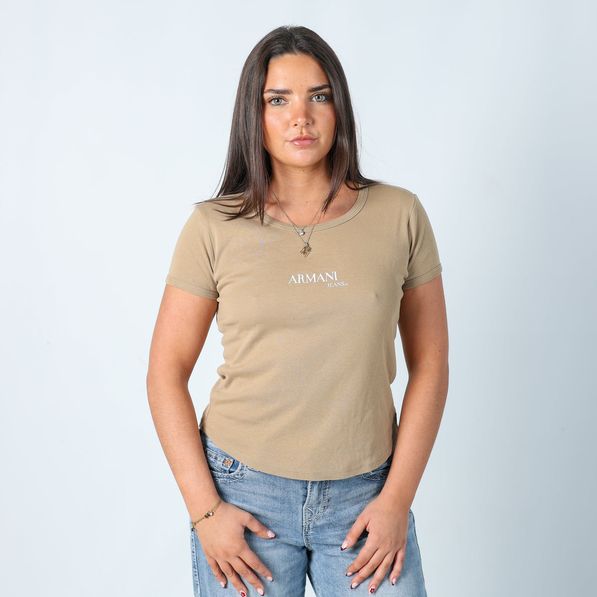 Beige Y2K Armani Jeans T-shirt (M)