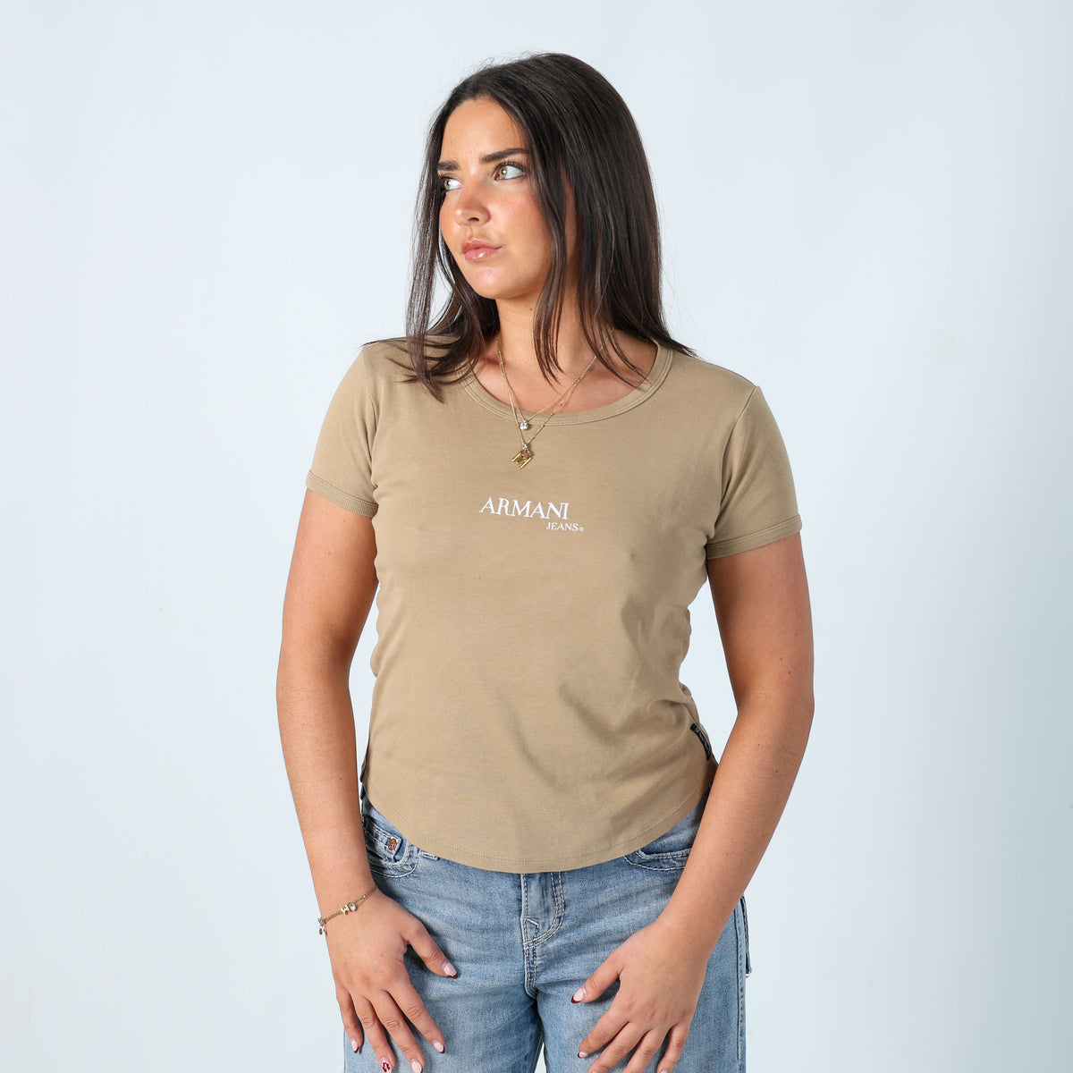 Beige Y2K Armani Jeans T-shirt (M)