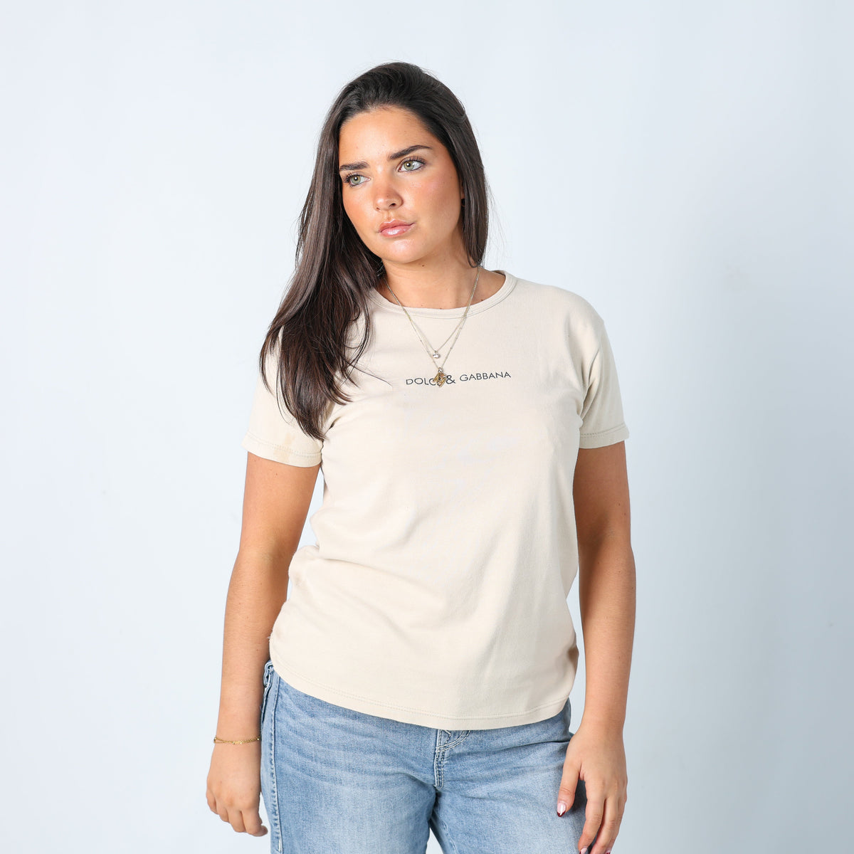 Beige Y2K Dolce & Gabbana T-shirt (M)