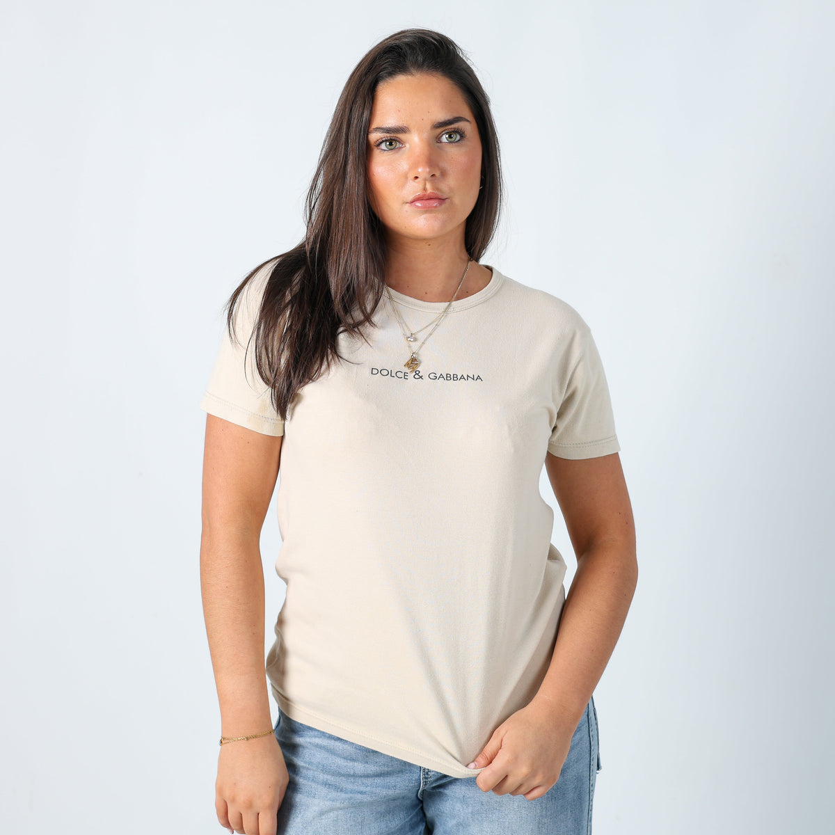 Beige Y2K Dolce & Gabbana T-shirt (M)