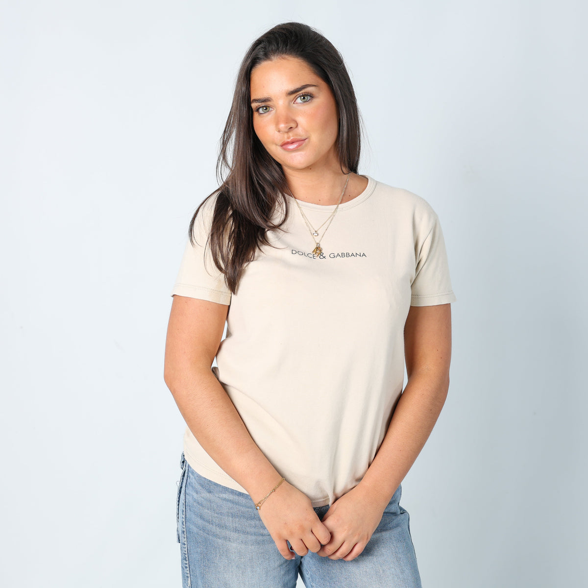 Beige Y2K Dolce & Gabbana T-shirt (M)