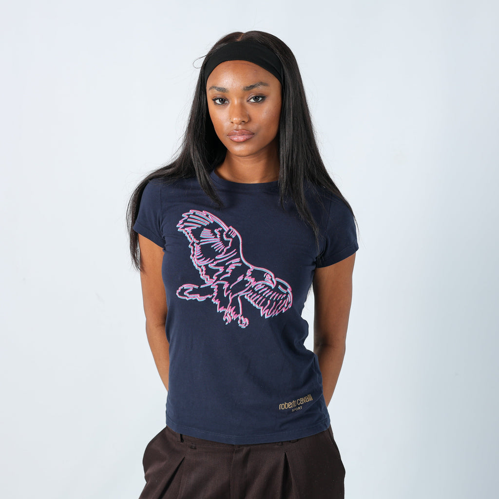 Navy Blue Y2K Roberto Cavalli T-shirt (S)