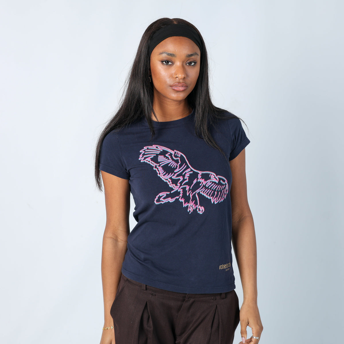 Navy Blue Y2K Roberto Cavalli T-shirt (S)