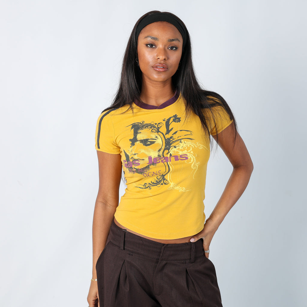 Yellow Y2K GAS T-shirt (XS)