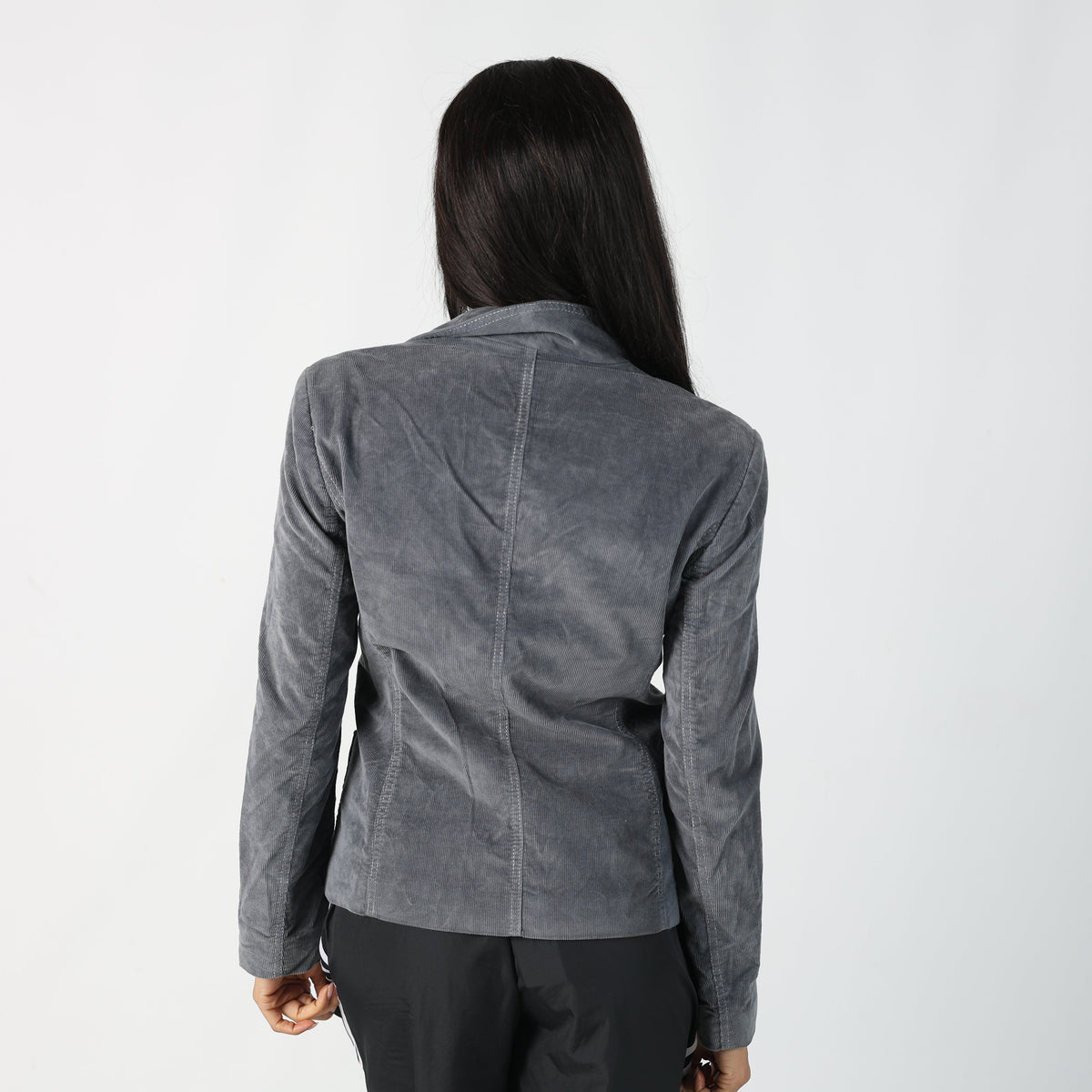 Blue Y2K Moschino Cord Jacket white stiching (16)
