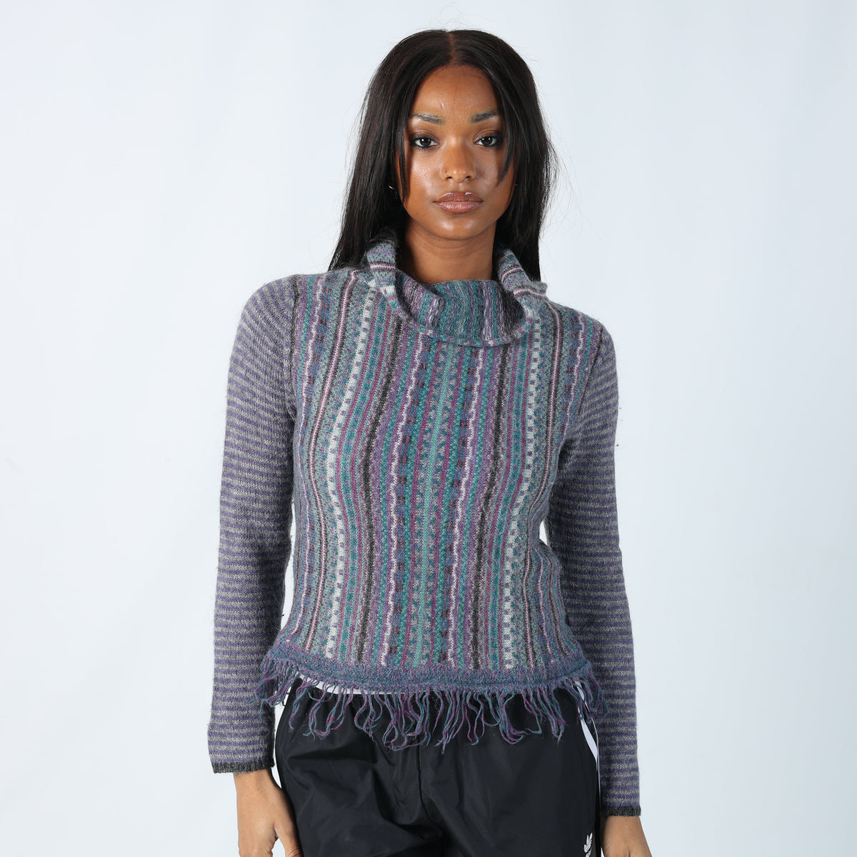 Multicoloured Y2K Aretex Knitted Jumper (S)
