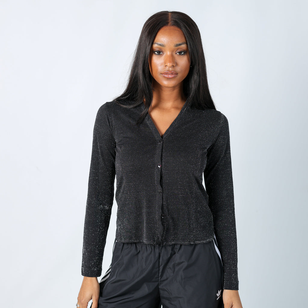 Black Y2K 17 & co Long Sleeve Top sparkly (S)