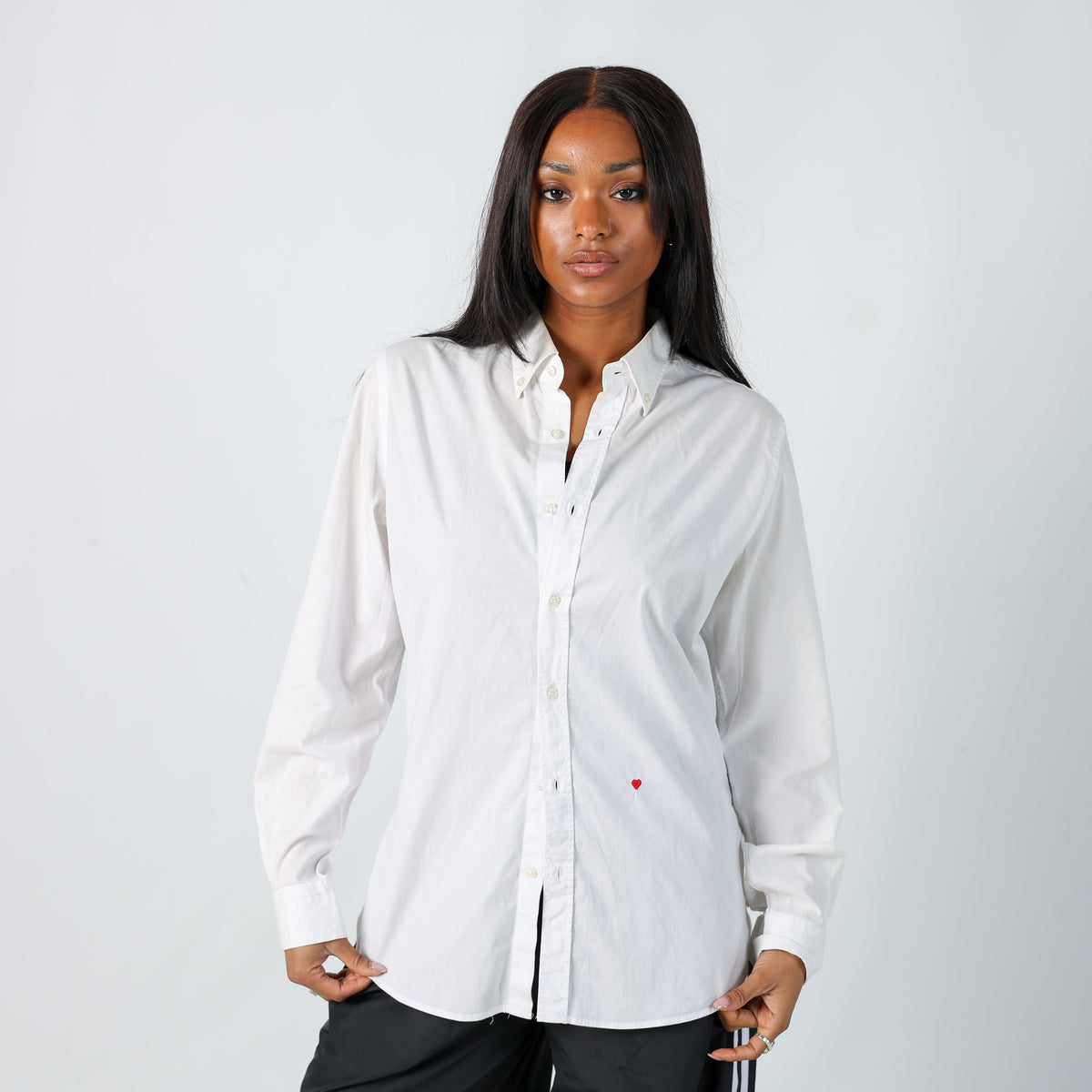 White Y2K Moschino Shirt red heart stich (12)