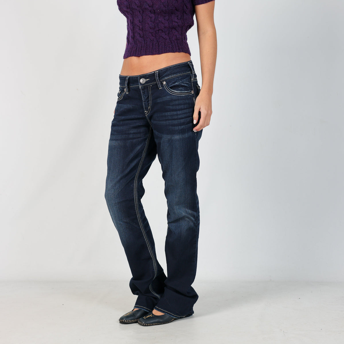 Blue Y2K Silver Straight Jeans (M)