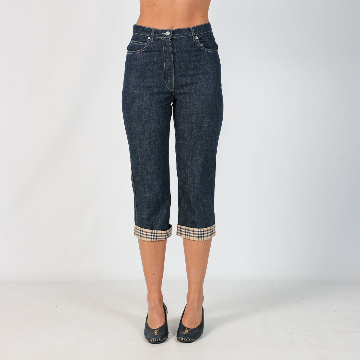 Blue 90s Burberry 3/4 Jeans (S)