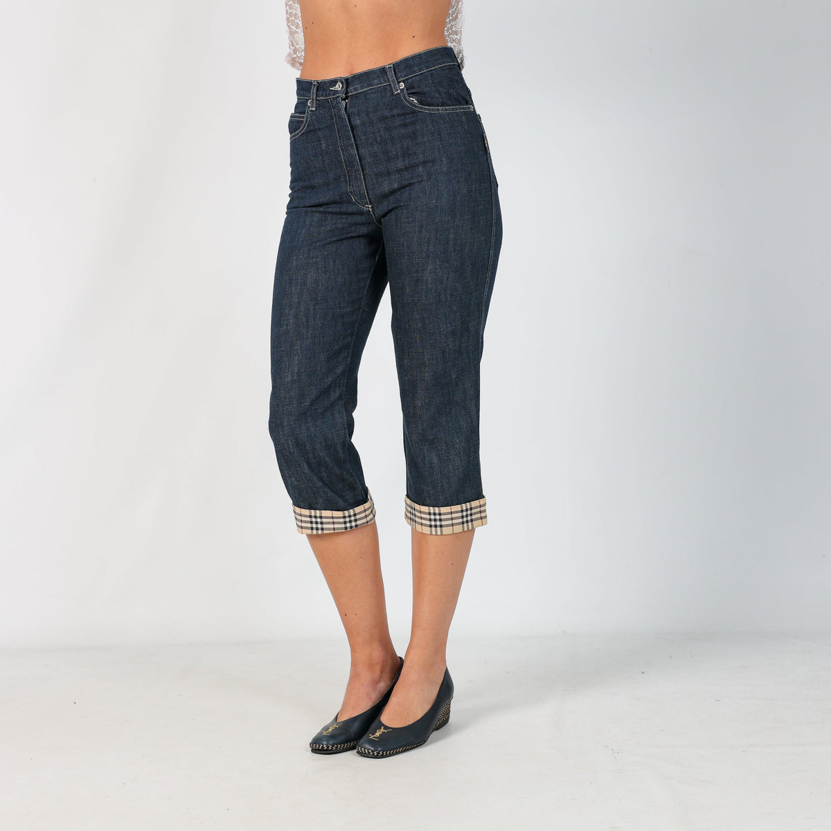 Blue 90s Burberry 3/4 Jeans (S)