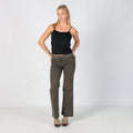 Dark Green Y2K eterea Woven Trousers Studded Waistband (S)
