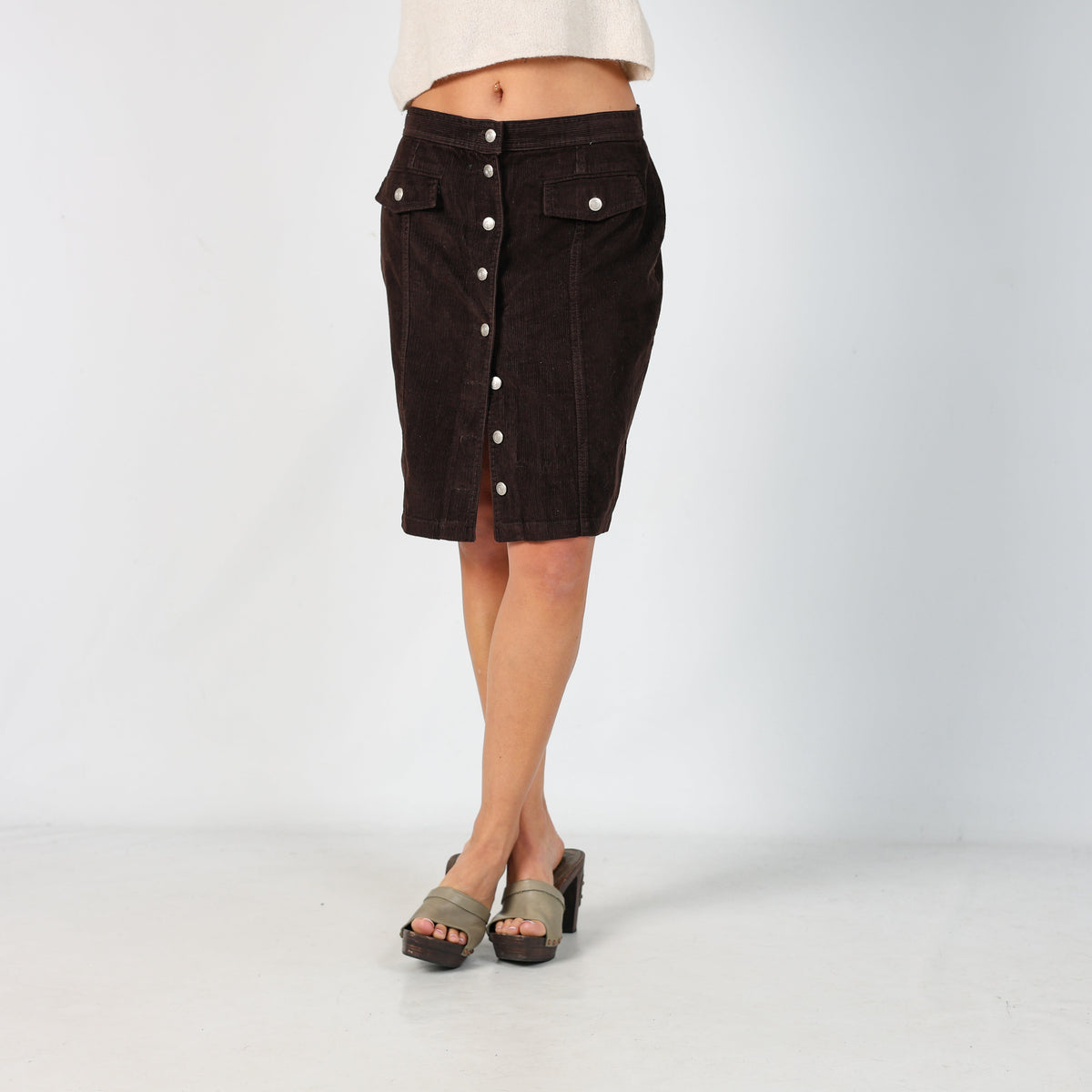 Brown Y2K Laura Biagiotti Woven Midi Skirt (S)