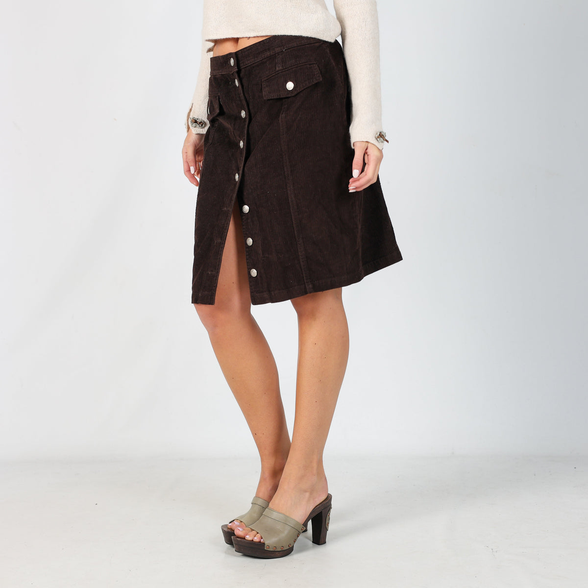 Brown Y2K Laura Biagiotti Woven Midi Skirt (S)
