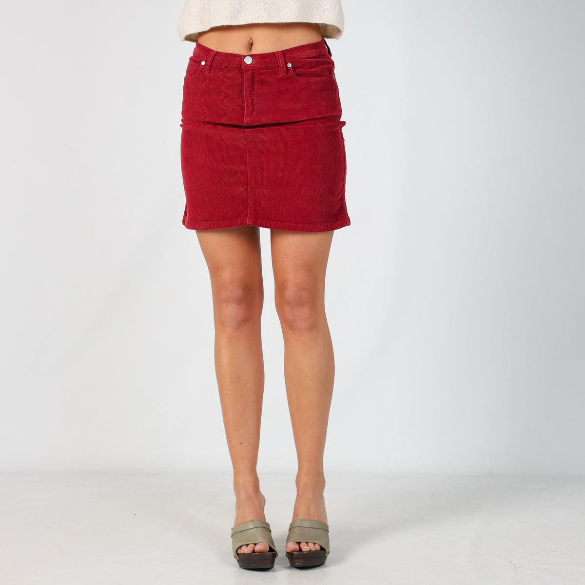 Red Y2K Onyx Woven Mini Skirt (S)
