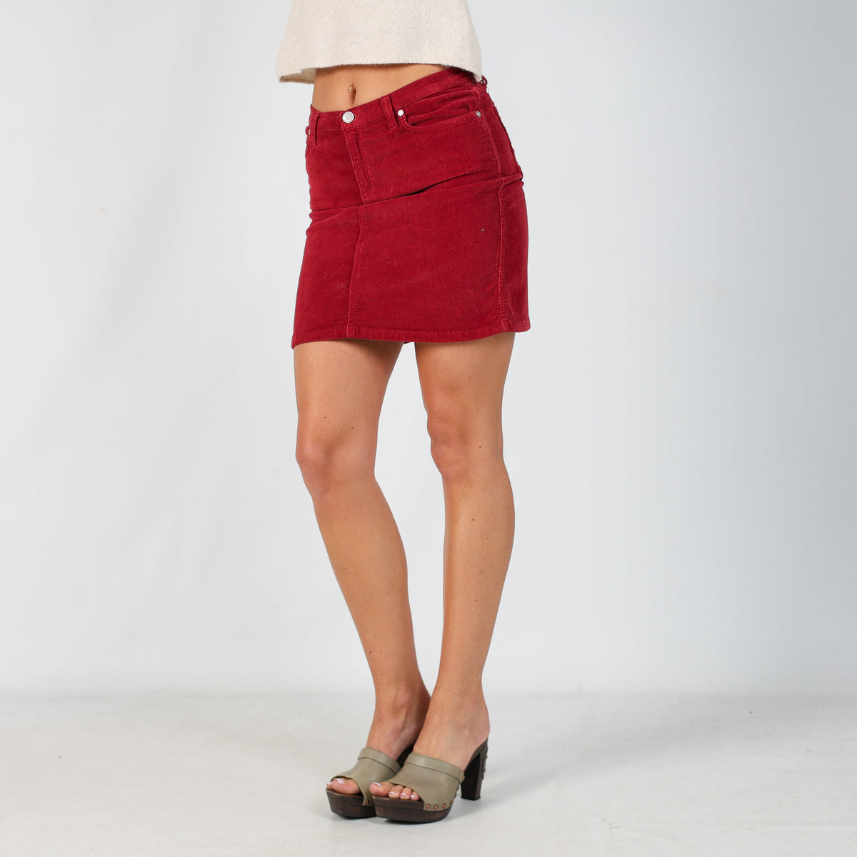 Red Y2K Onyx Woven Mini Skirt (S)