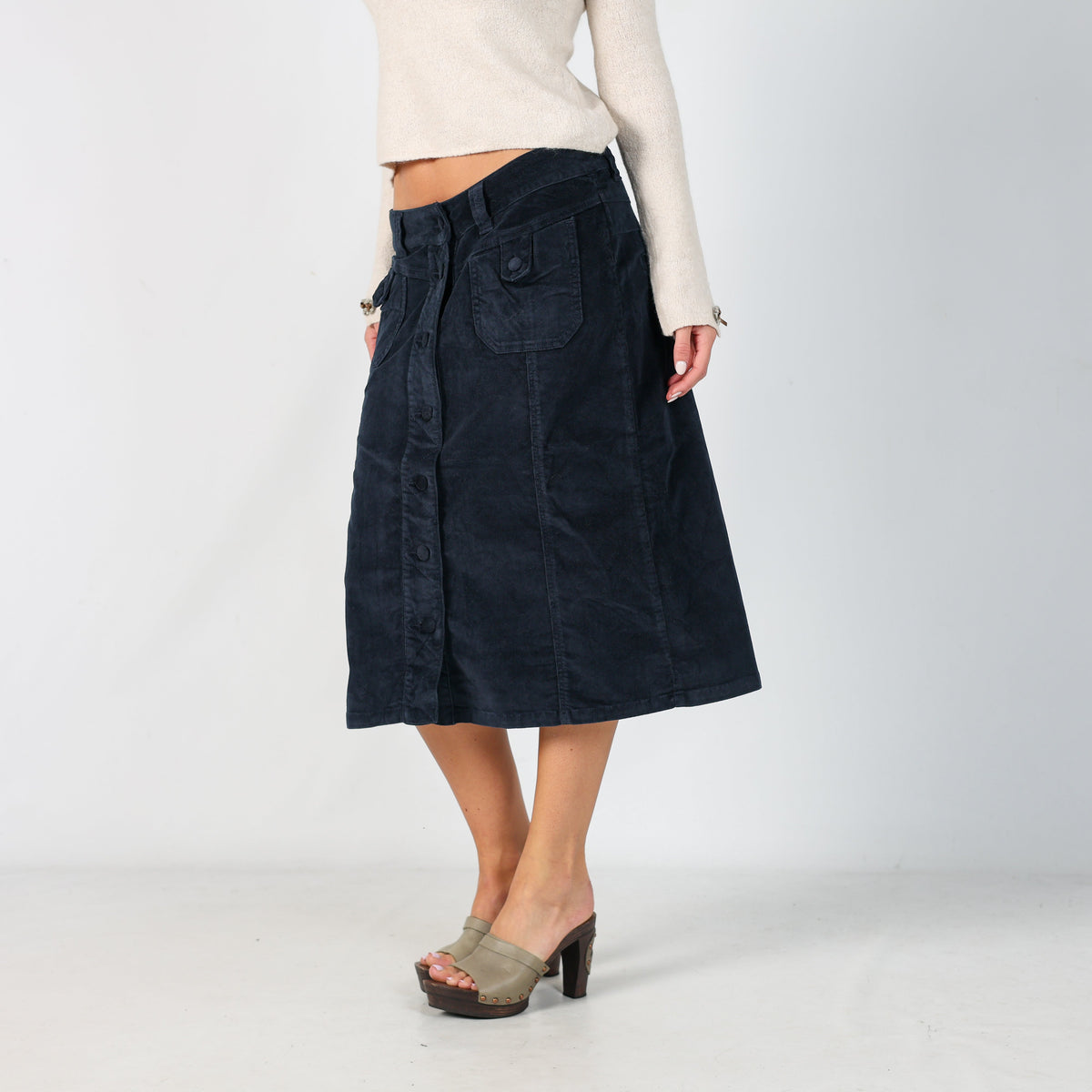 Navy Blue Y2K Cord Skirt (S)