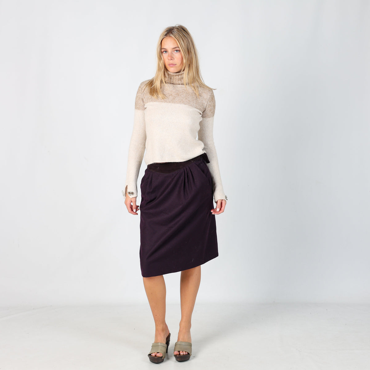 Purple 90s Woven Midi Skirt (S)