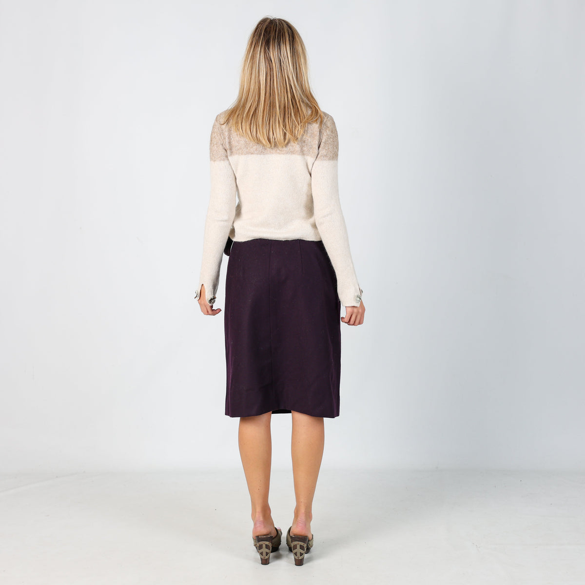 Purple 90s Woven Midi Skirt (S)