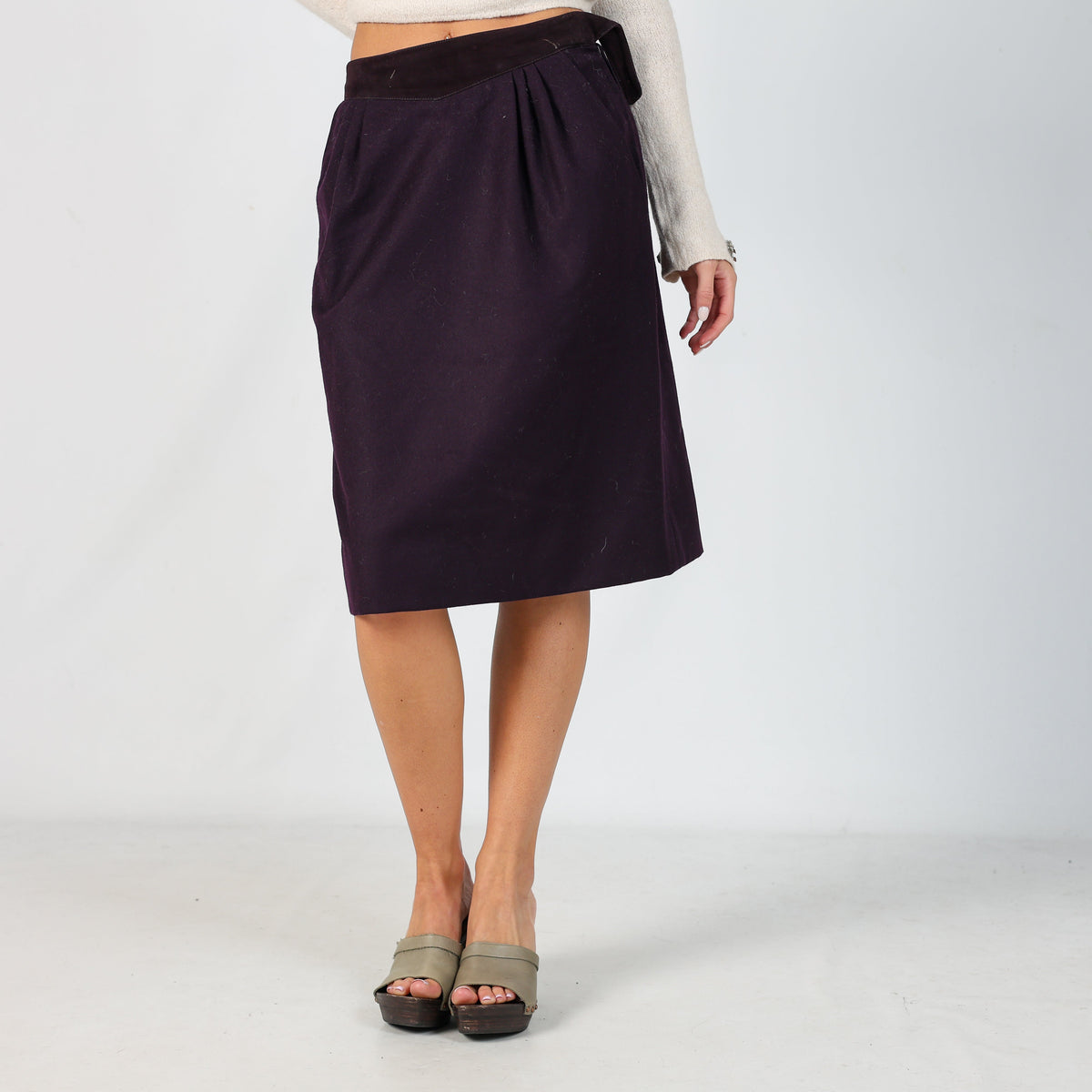 Purple 90s Woven Midi Skirt (S)