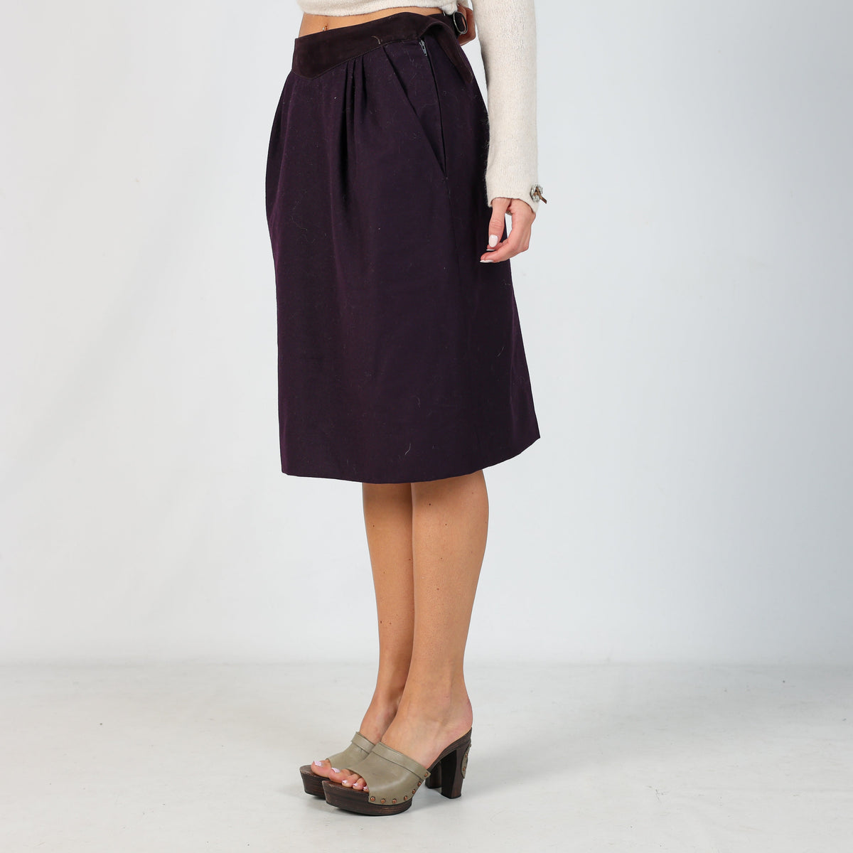 Purple 90s Woven Midi Skirt (S)