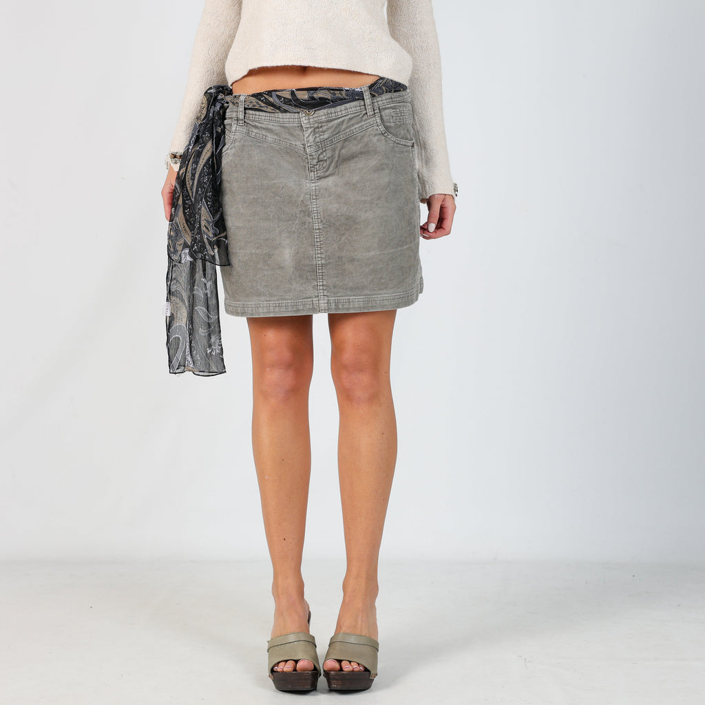 Grey Y2K Yessica Cord Skirt (L)