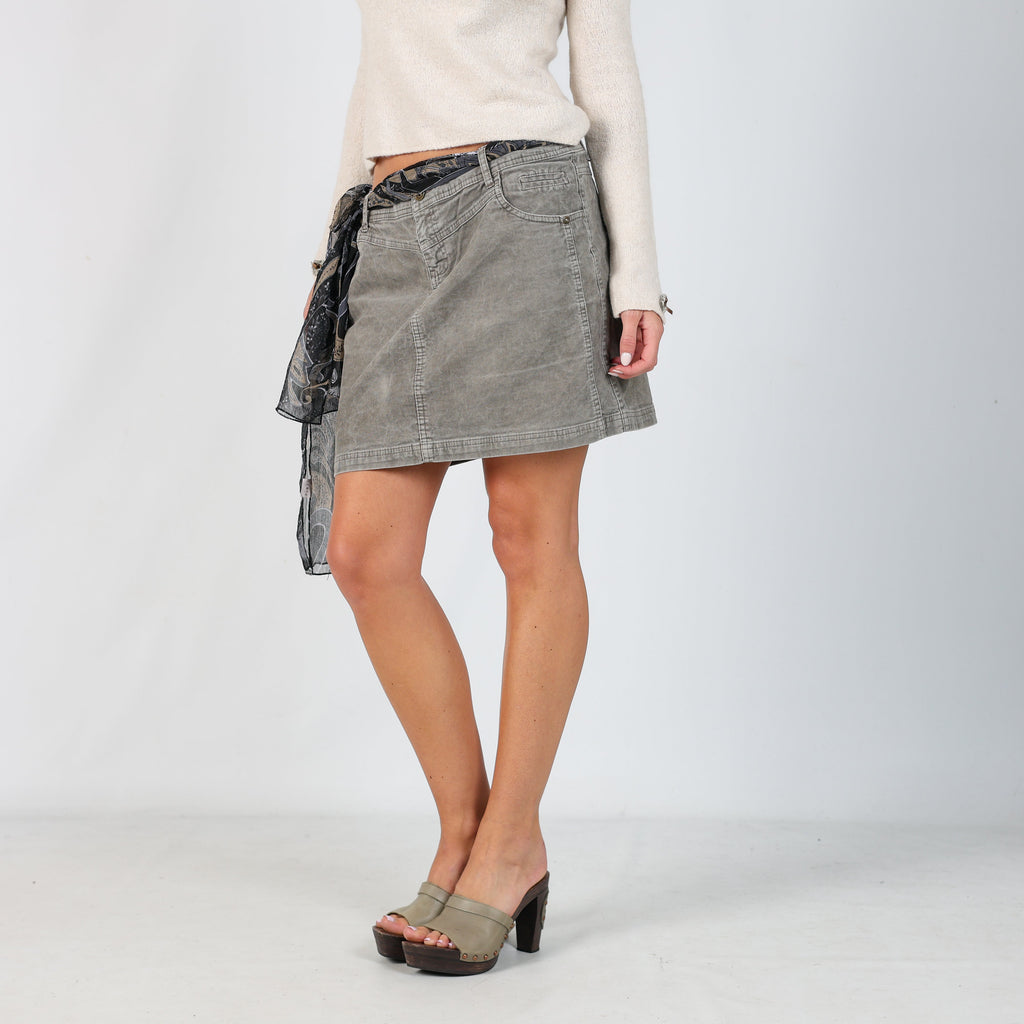 Grey Y2K Yessica Cord Skirt (L)