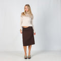 Brown Y2K Blasting Woven Midi Skirt (S)