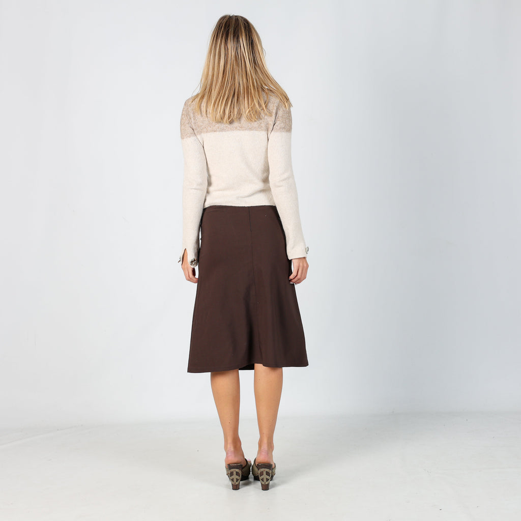Brown Y2K Blasting Woven Midi Skirt (S)