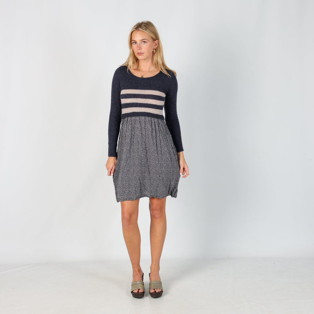 Blue Y2K Penny Black Woven Midi Dress (S)