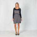 Blue Y2K Penny Black Woven Midi Dress (S)