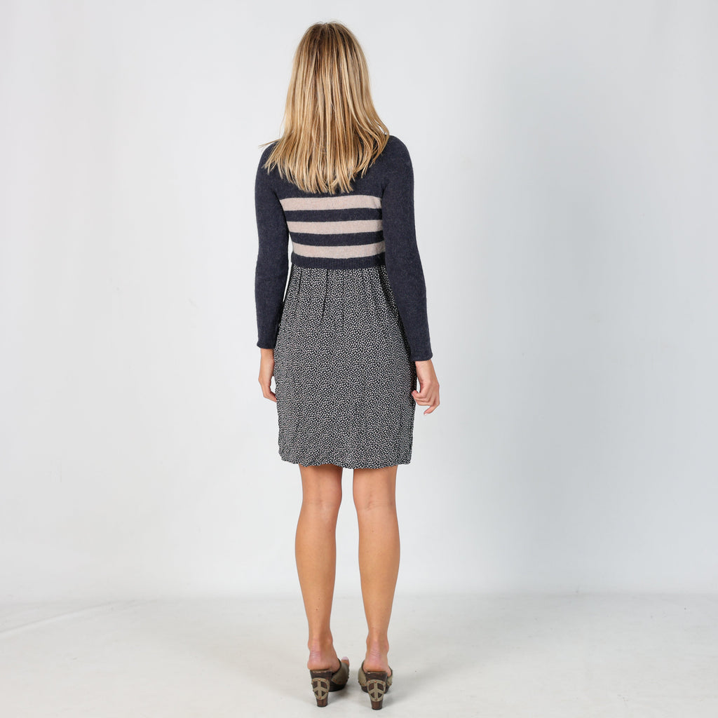 Blue Y2K Penny Black Woven Midi Dress (S)