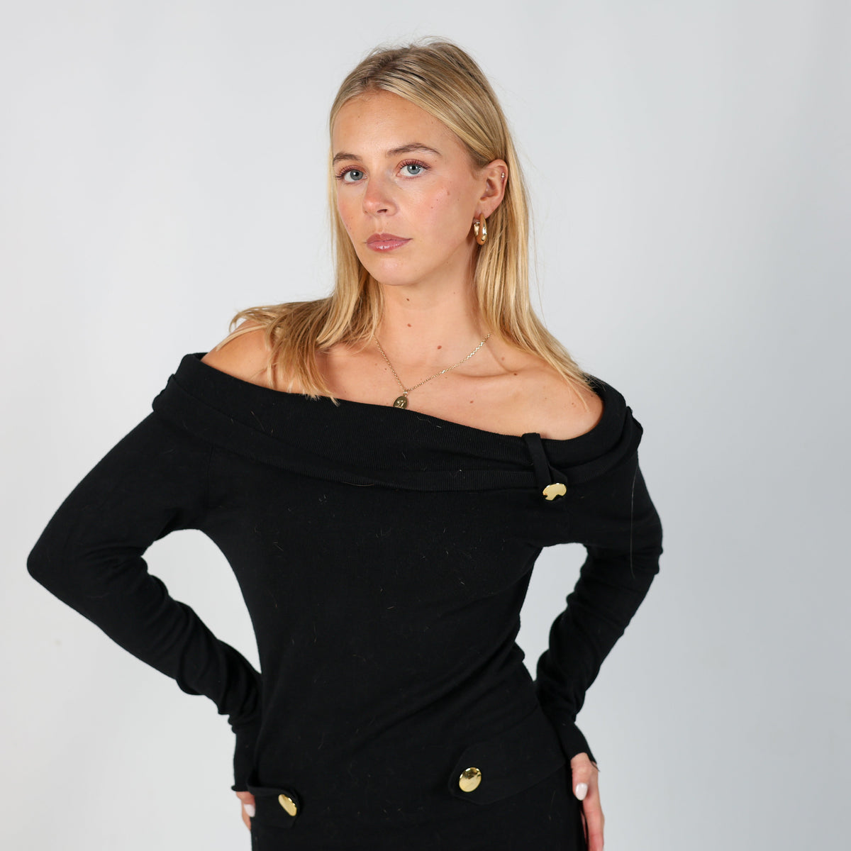 Black Y2K Morgan Knitted Mini Dress (S)