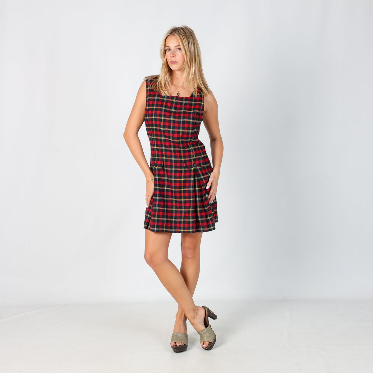 Red Y2K PennyPull Woven Midi Skirt (S)