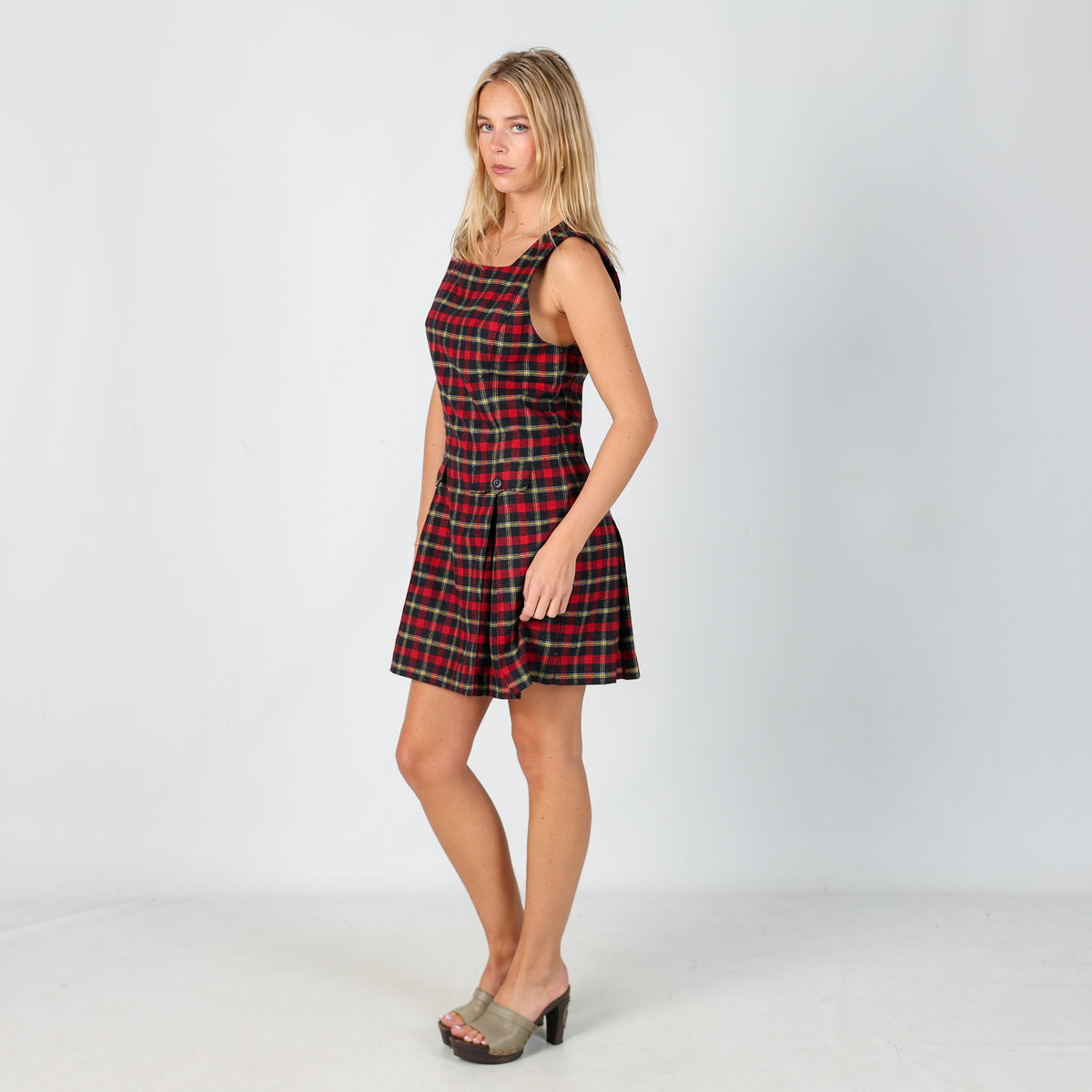 Red Y2K PennyPull Woven Midi Skirt (S)
