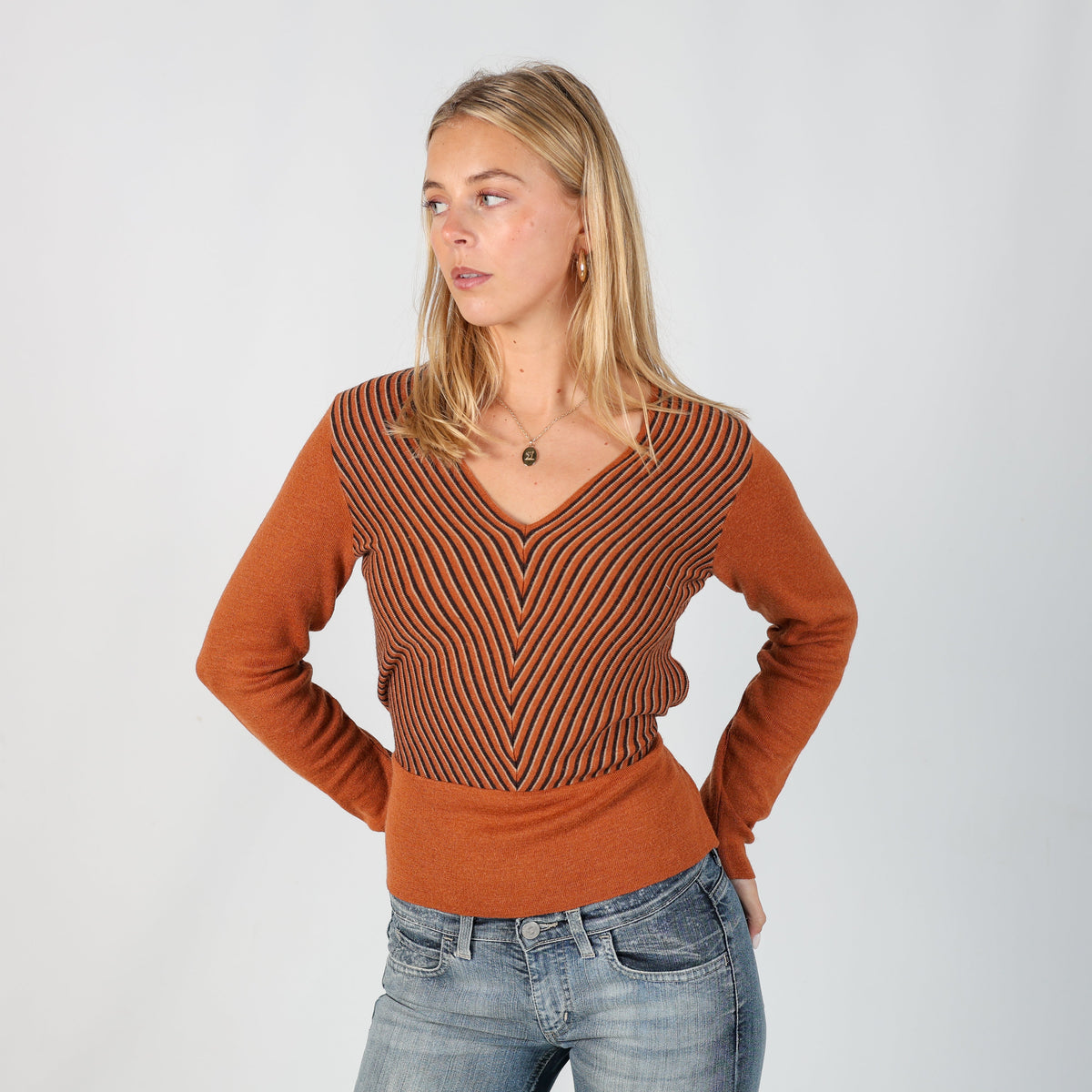 Orange Y2K Stefanel Woven Top (S)