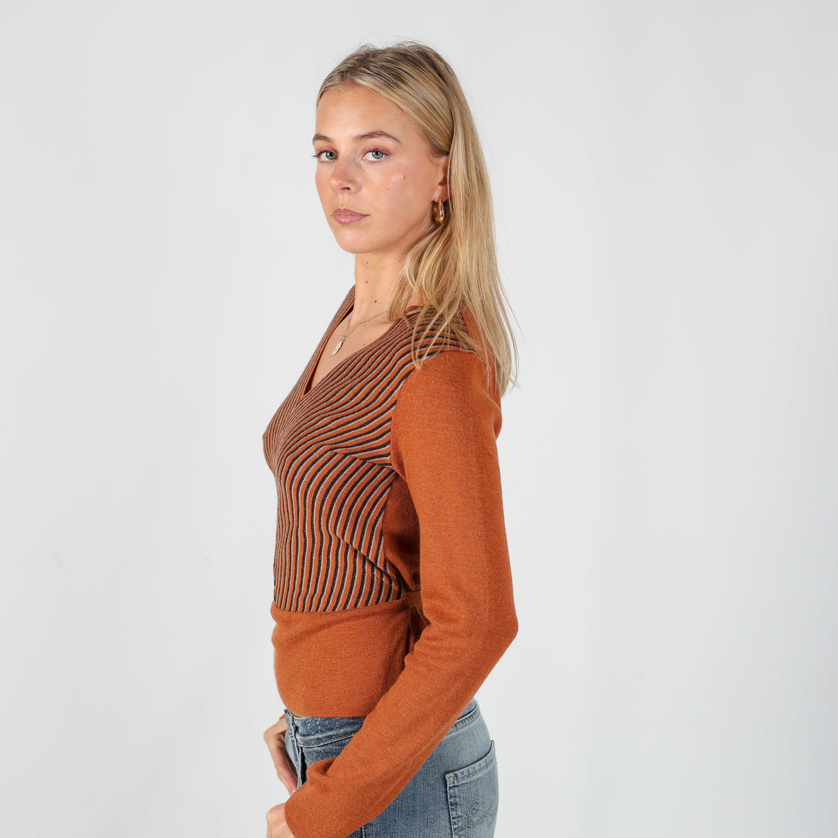 Orange Y2K Stefanel Woven Top (S)