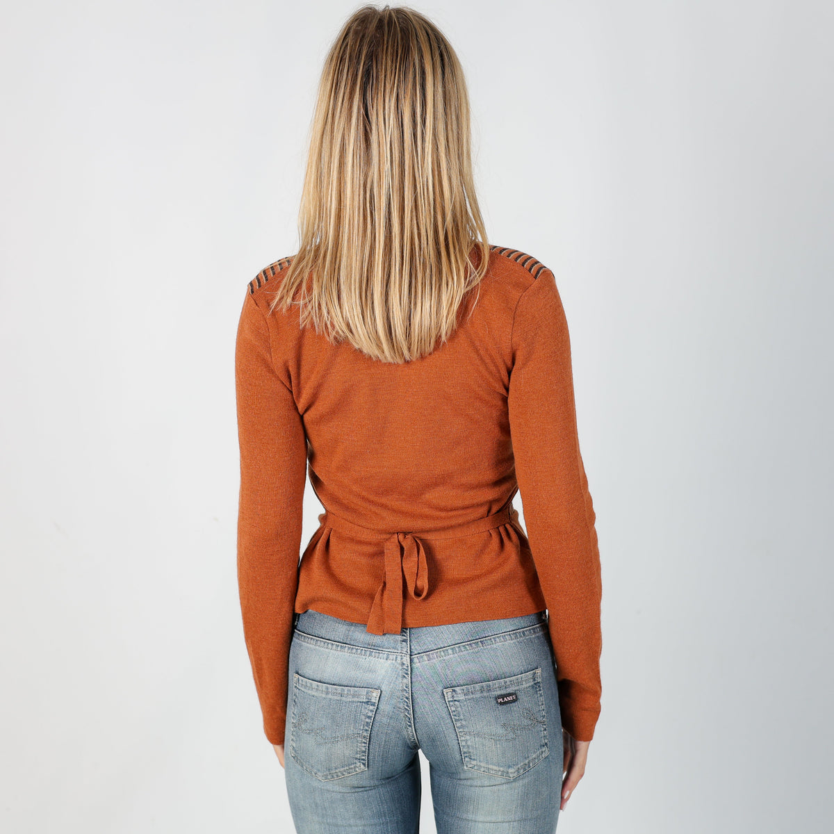 Orange Y2K Stefanel Woven Top (S)