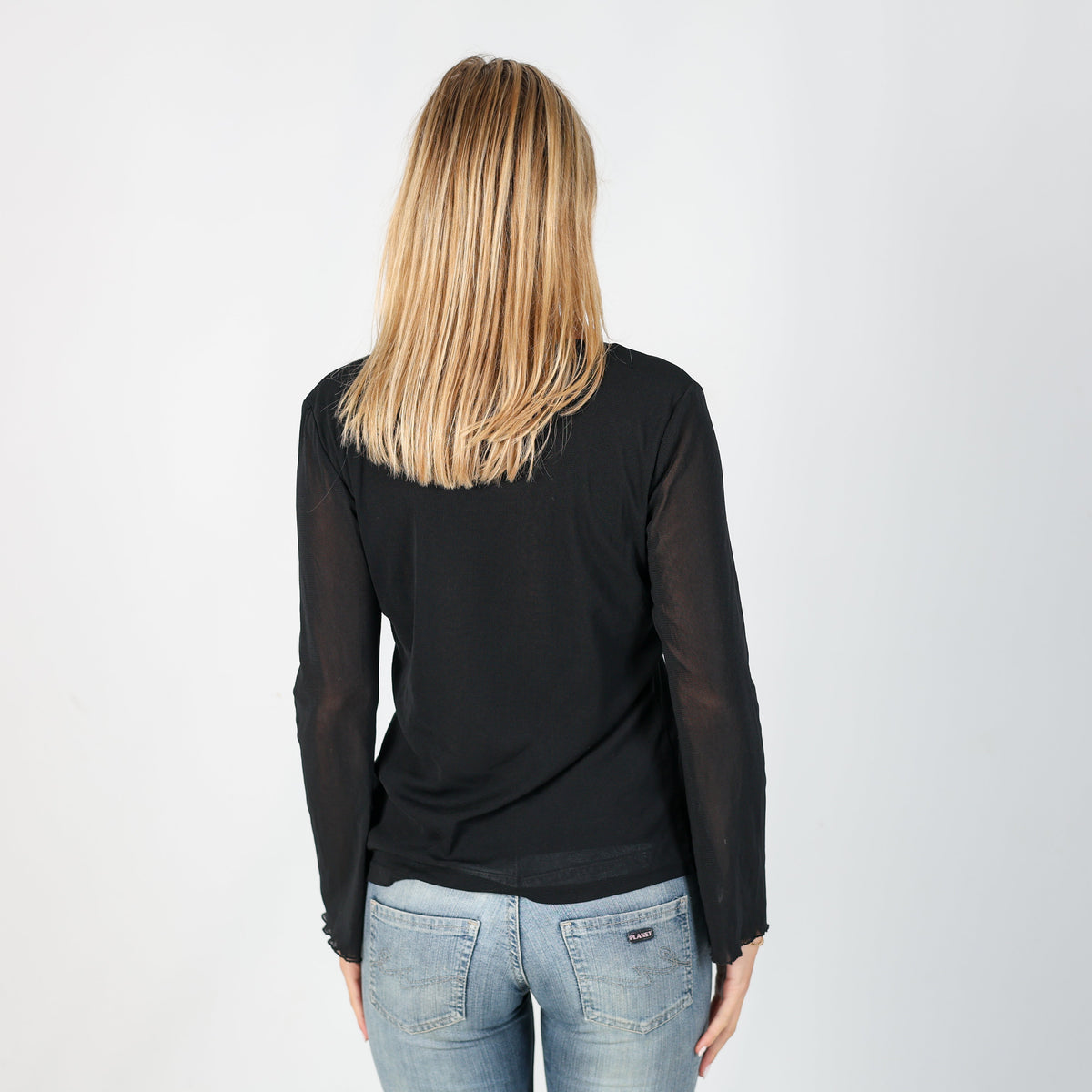 Black Y2K Long Sleeve Top Sequin (S)