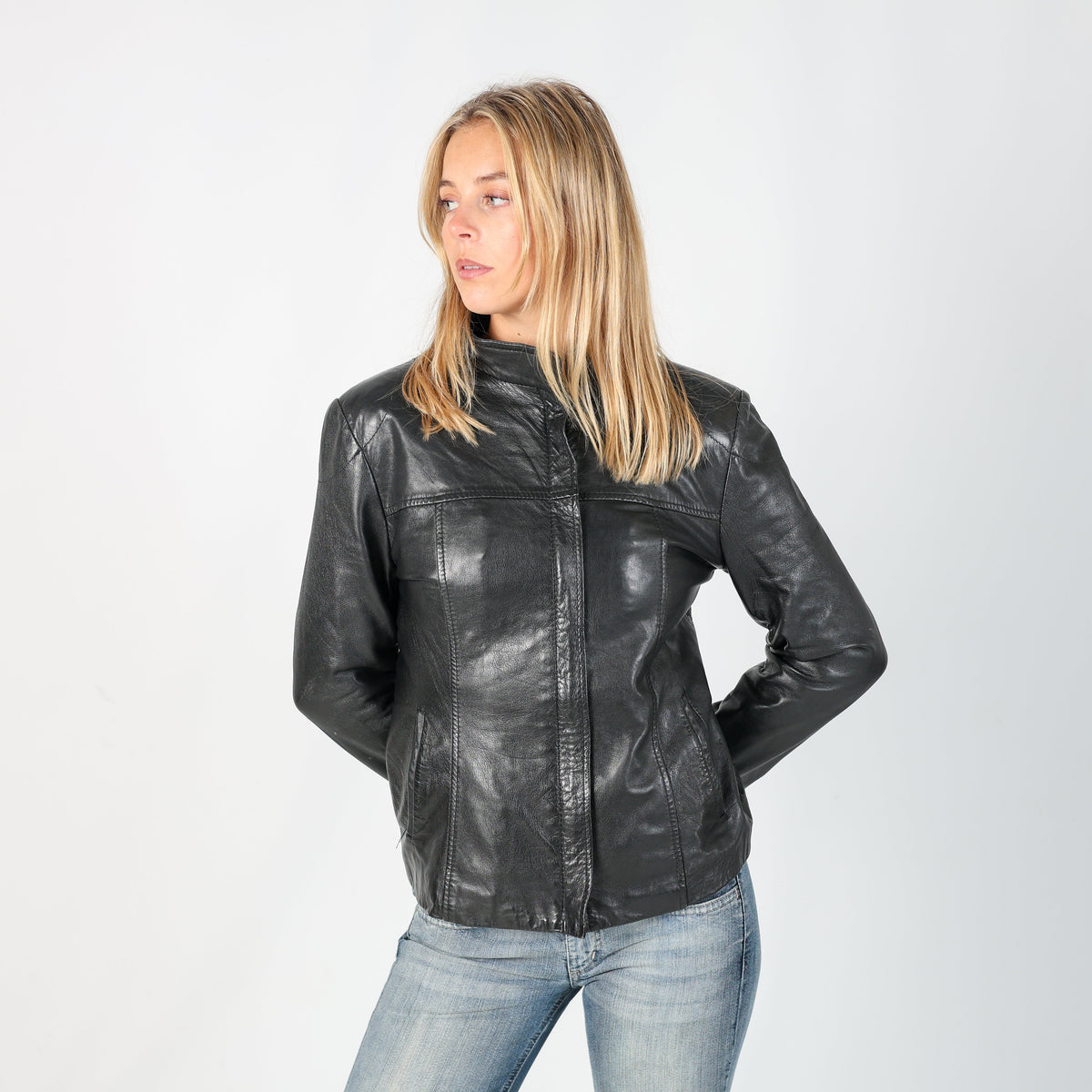 Black 90s L.Lambertazzi Leather Jacket (S)