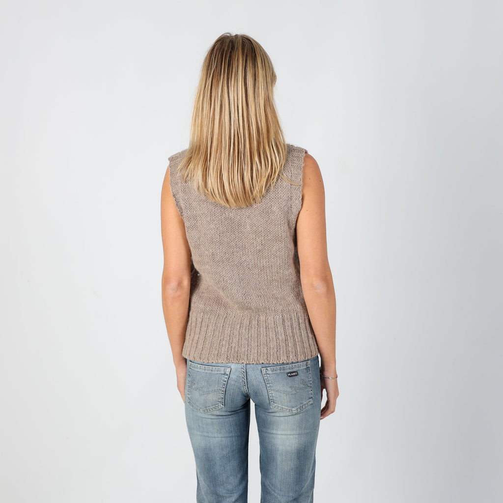 Beige Y2K Knitted Jumper (S)
