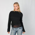 Black Y2K Knitted Top Sheer Detail (S)