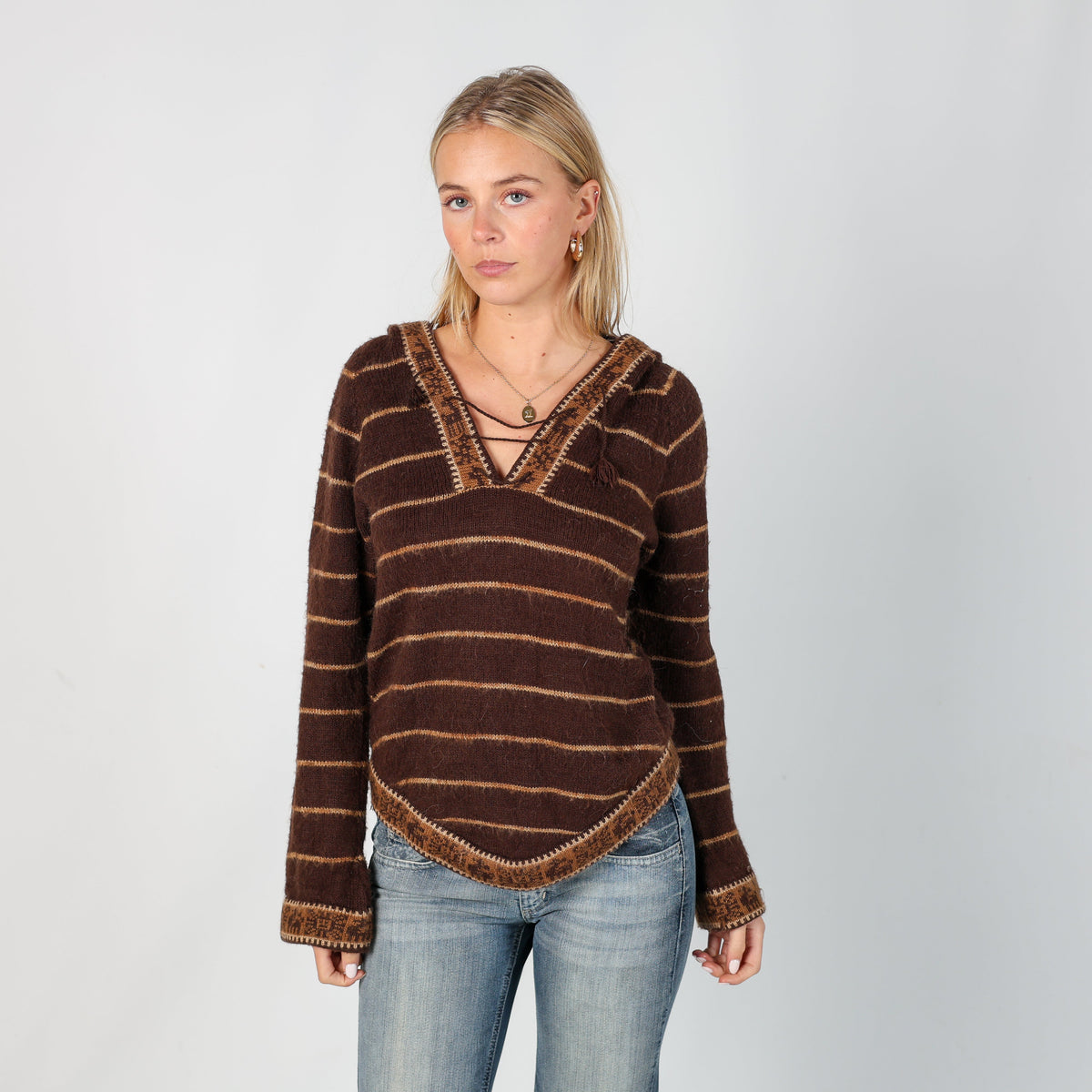 Brown Y2K Knitted Jumper (S)