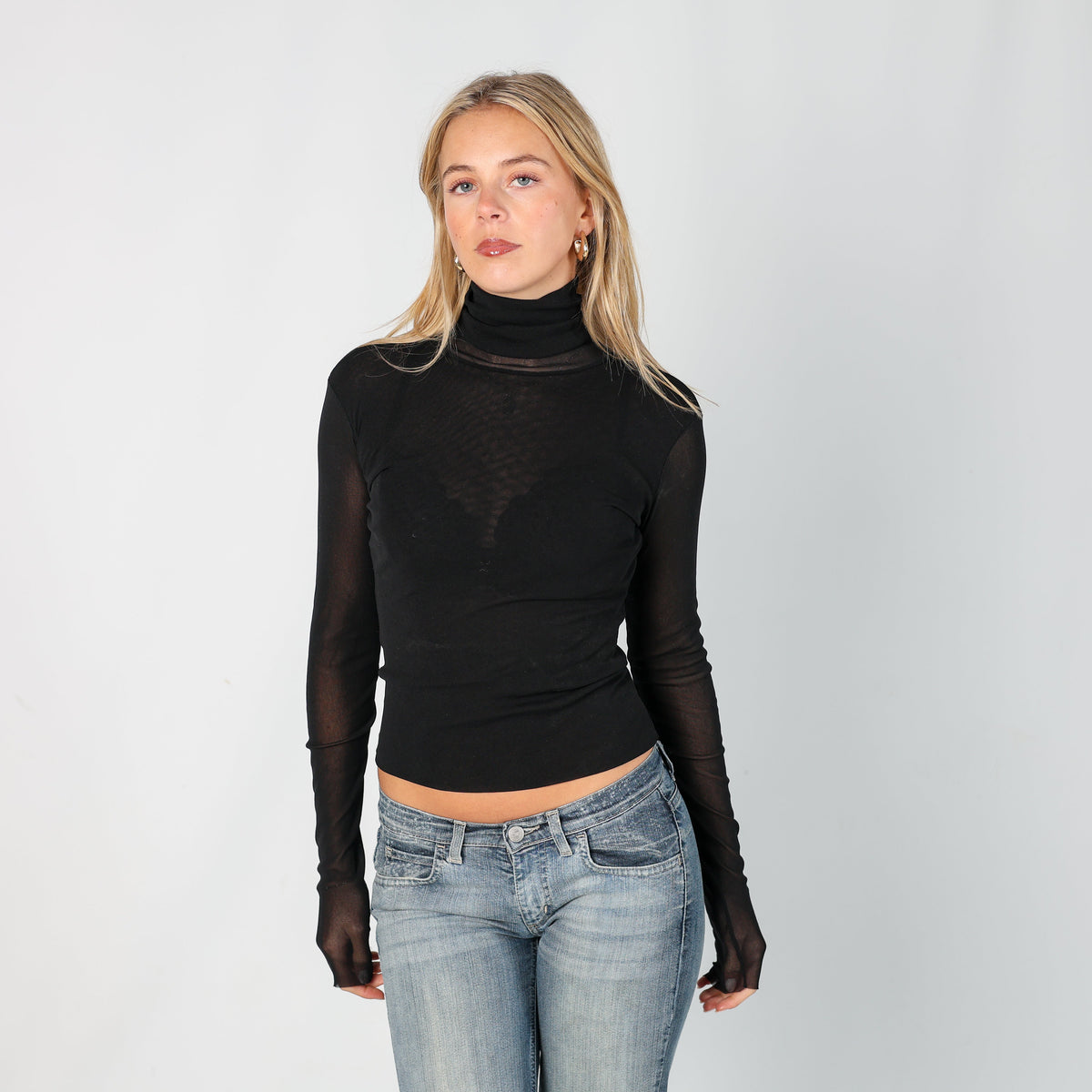 Black Y2K Mesh Top (S)