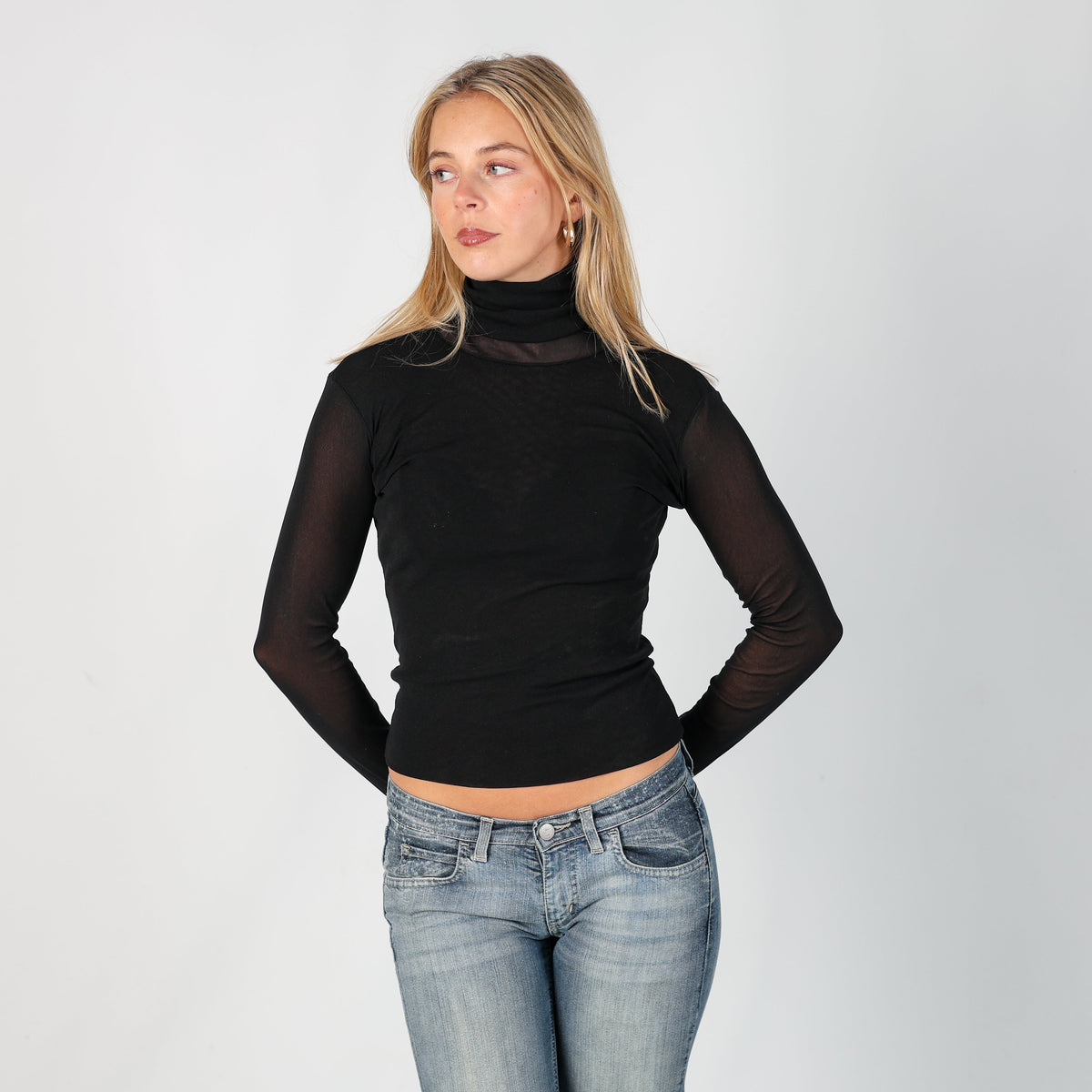 Black Y2K Mesh Top (S)