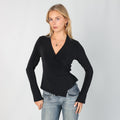 Black Y2K Stage Long Sleeve Top Wrap (S)