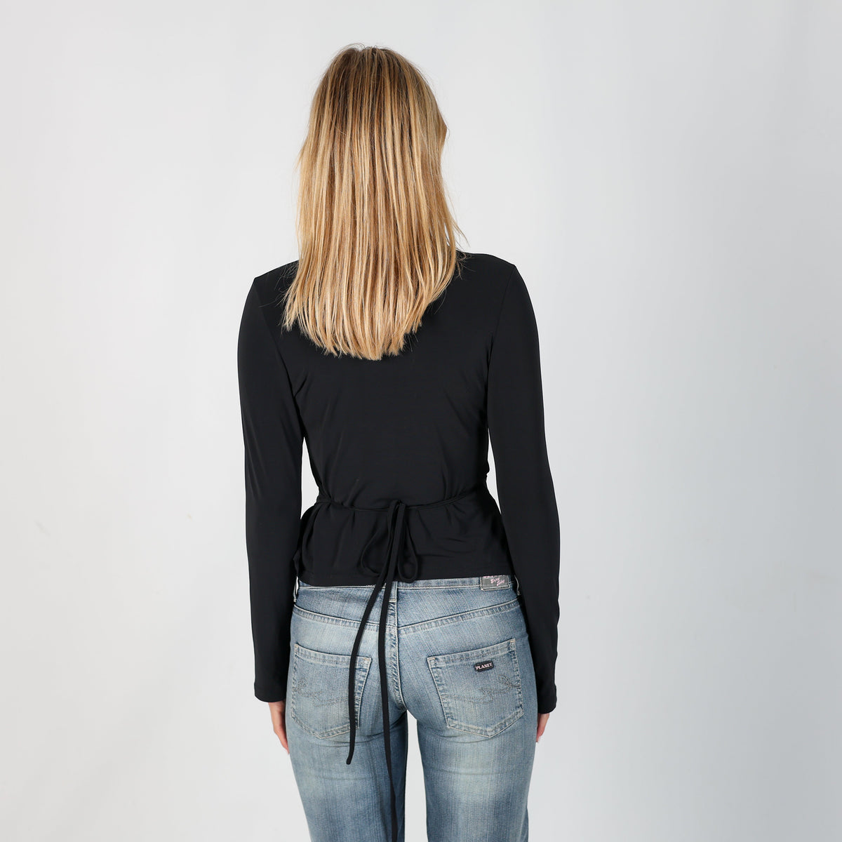 Black Y2K Stage Long Sleeve Top Wrap (S)