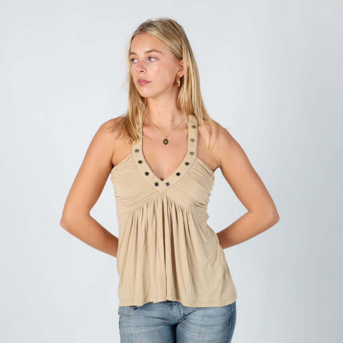 Beige Y2K Elisabetta Franchii Cami (S)