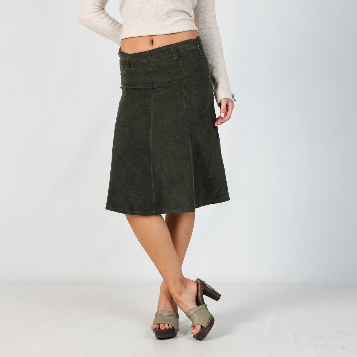 Dark Green Y2K Cord Skirt (S)