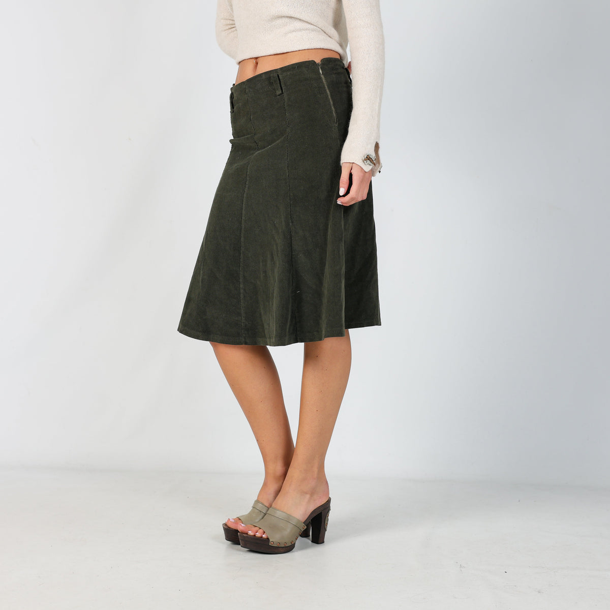 Dark Green Y2K Cord Skirt (S)